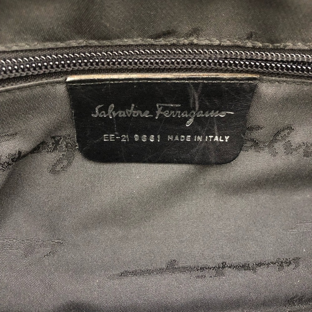 Salvatore Ferragamo Black Canvas Handbag With Leather & Chain Handles - Picture 4 of 16